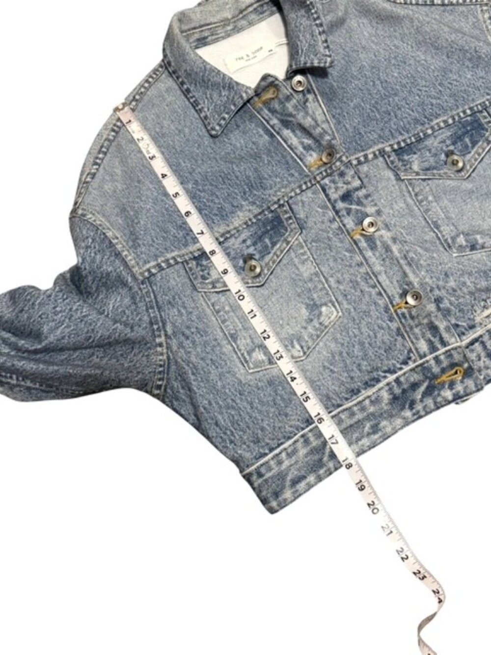 Rag and Bone Miramar Cropped Denim Print Jacket Size Medium - Picture 16 of 16